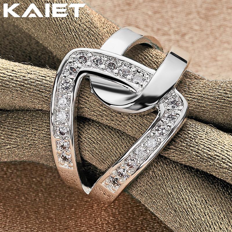 925 Sterling Silver Inlaid Crystal 7-10 Ring for Women Fashion Accessories Jewelry