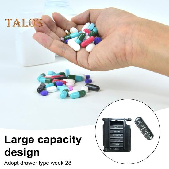 Pillendose, Medikamenten-Aufbewahrungsbox mit mehreren Fächern, BPA-frei, wasserdicht, feuchtigkeitsbeständig, wöchentliche Pillenbox