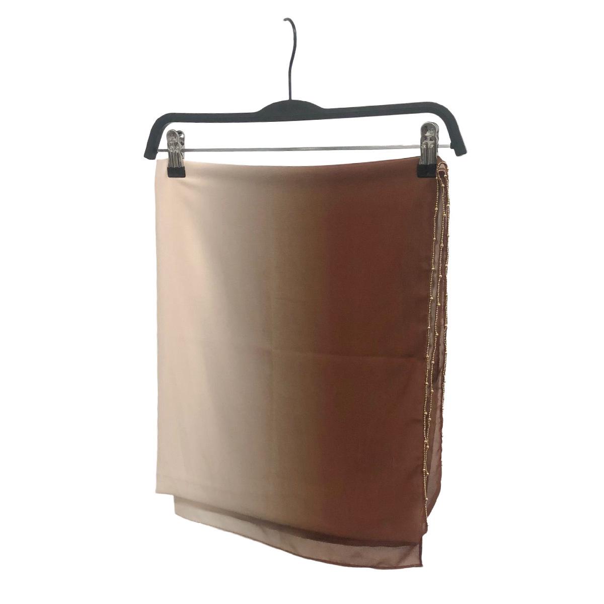 

Градиентный жемчужный шифоновый шарф-цепочка с бисером - Хуэйский мусульманский малайский ближневосточный головной платок 175x70 cm