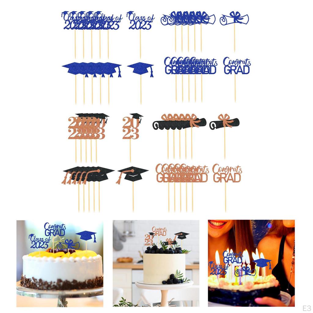 24 Pieces Cap, Cupcake Picks, Cake Toppers Decorative Decoration, Party Supply, Baking