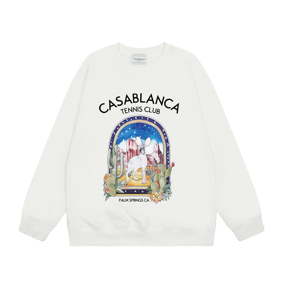 Grenzüberschreitende trendige Marke Casablanca Casablanca Buchstabe gemaltes Print 380g Herren- und Damen- Rundhals-Pullover