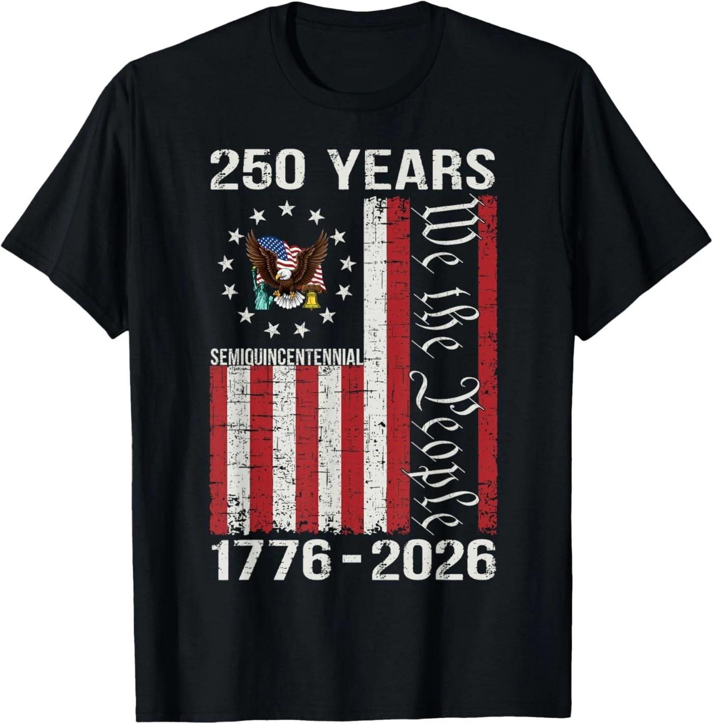 250 Years American 250th Anniversary USA US Flag 4th of July T-Shirt L