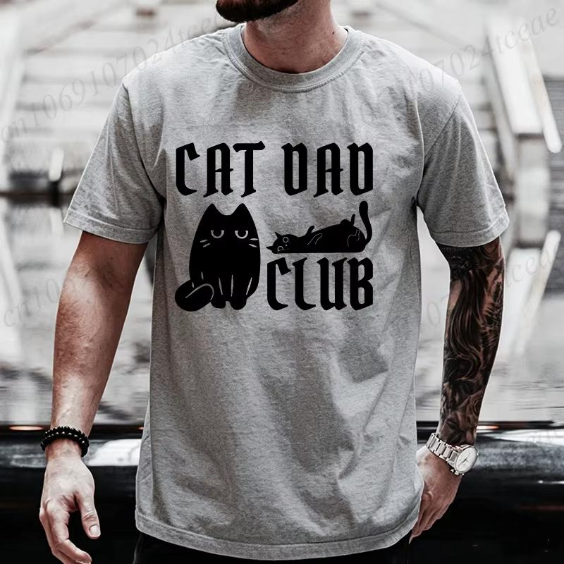 Summer Unisex Tshirt Funny Goth Cat Dad Club Print Tees Oneck Unisex Short Sleeve Casual For Male Tshirt Tops Black Cat Lover Gift