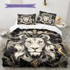 Black and White Lion Pattern Bedding Quilt Set  Home Decoration  Gift (1 * duvet cover + 2 * pillowcase  without core)