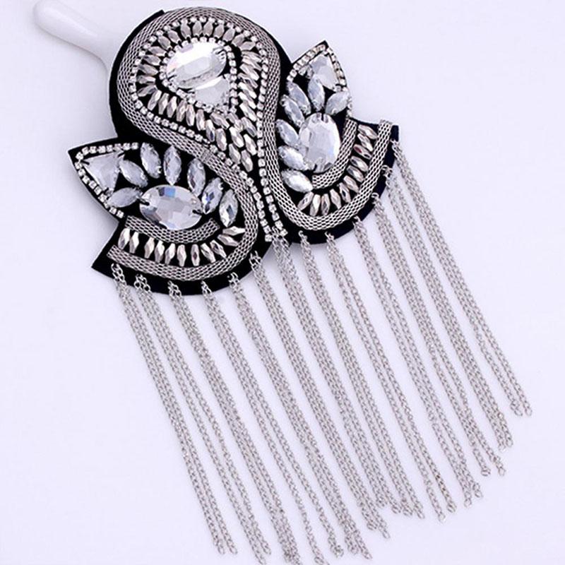 1Pc Comfortable Performance Diamond Chain Stage Tassel Shoulder Dress Lightweight Visual Effects Polyester Decoration