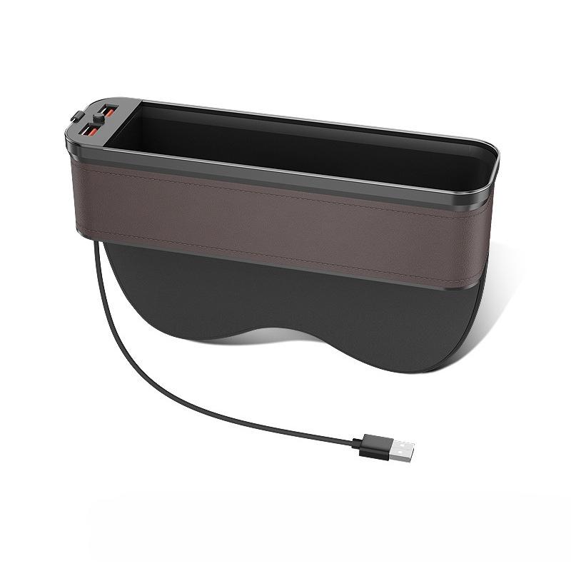 Car Seat Clip Gap Storage Box with Lamp Charging Interior Decor Storage Artifact Auto Supplies Seat Gap Filler Organizer