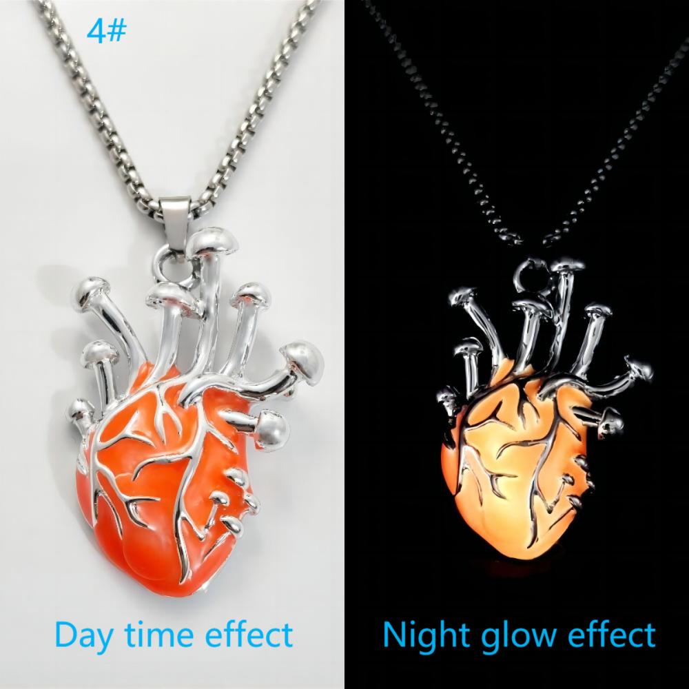 New Zinc Alloy Heart Locket Pendant Necklace Glow In The Dark Necklace for Women Men Halloween Gift