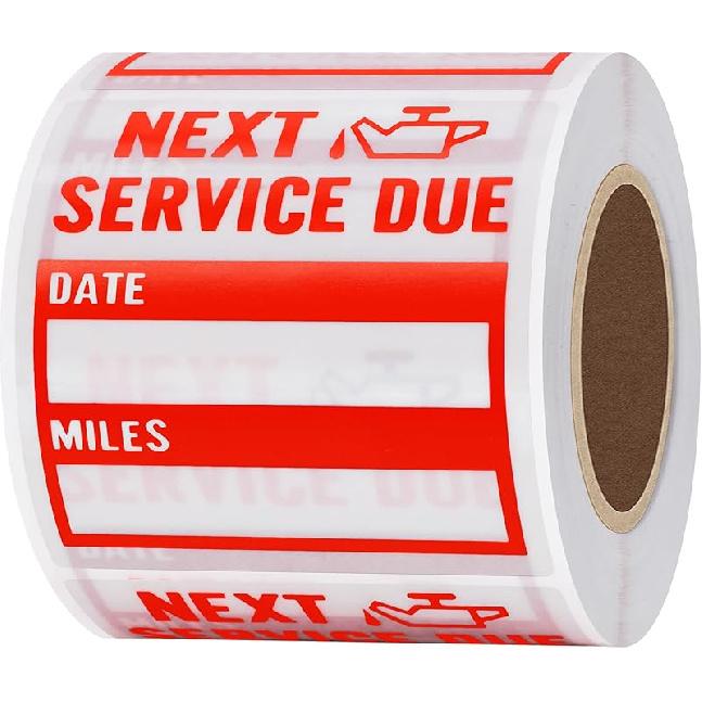 HYBSK 200Pcs Transparent Oil Change/Service Reminder Stickers 2"X2" Premium Quality Clear PET Oil Change Stickers (Black)