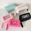 Soft Pencil Pouch Stylish Bowknot Decoration Roomy Interior Strong Zippers Closure Flexible for Students Professional