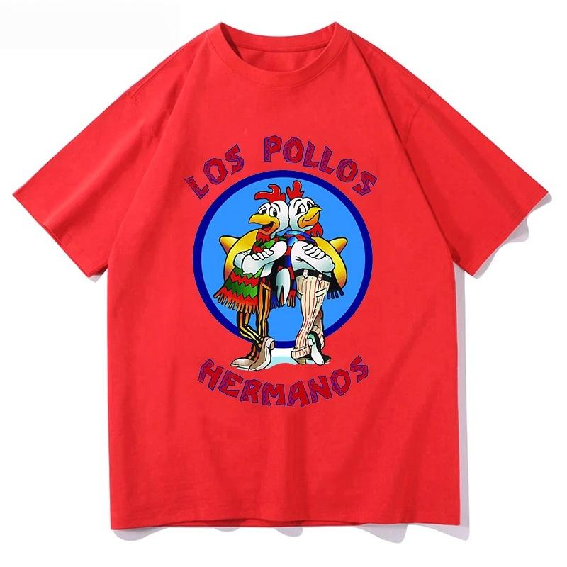 

Весна и Лето Новая Мужская Женская Футболка с Принтом Во все тяжкие LOS POLLOS Братья-Курицы Хлопковая Повседневная с Коротким Рукавом L