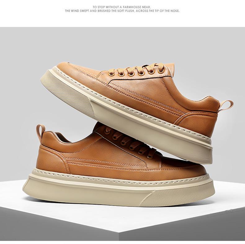 Men's Trendy 2025 Autumn Skate Shoes: Lightweight, Thick Sole, Casual White Sneakers