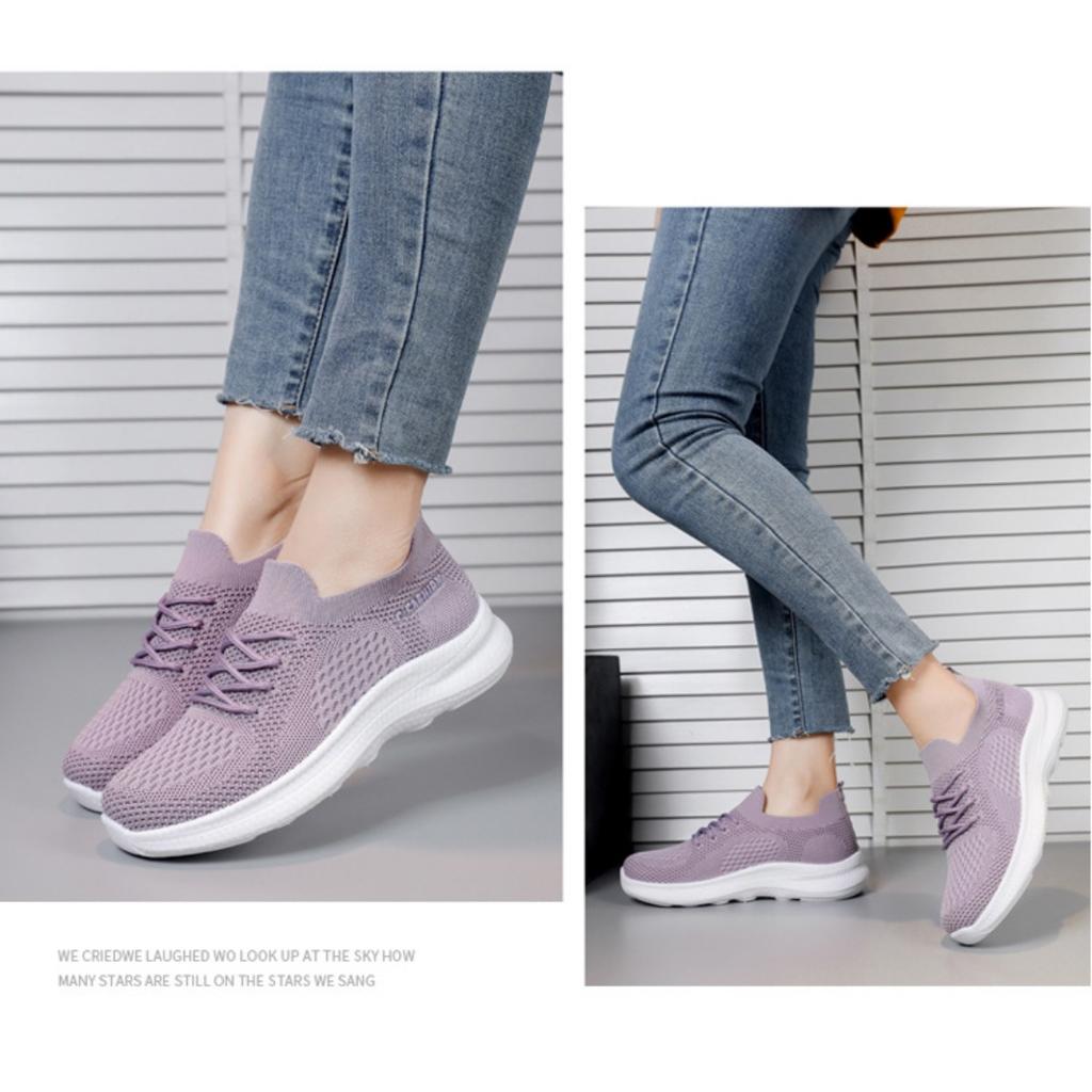Dámské boty na volný čas, nízké tenisky z prodyšné síťoviny s měkkým podpatkem, volné boty s tkanou podrážkou, boty Tide