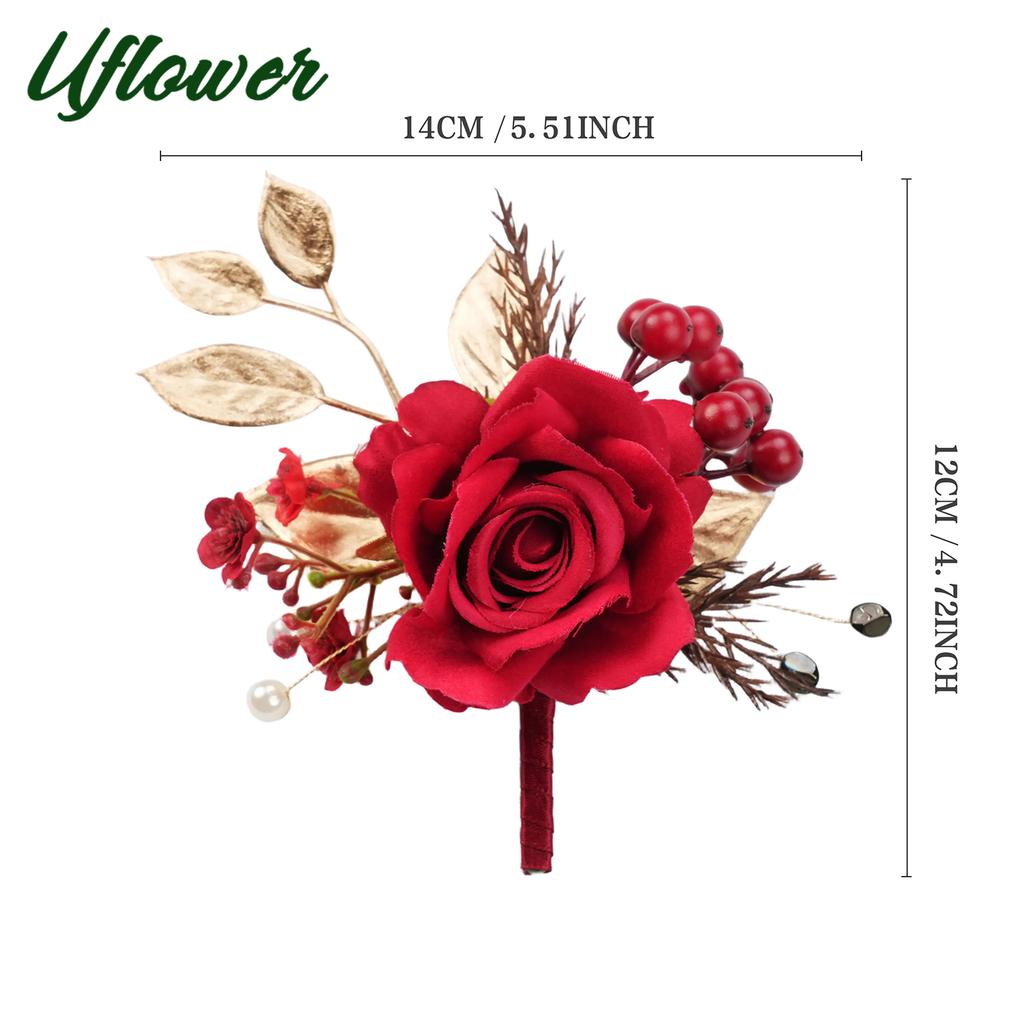 Uflower Groom Groomsmen Guest Boutonniere Set, Artificial Flowers for Wedding, Prom, Homecoming,Anniversary, Graduation