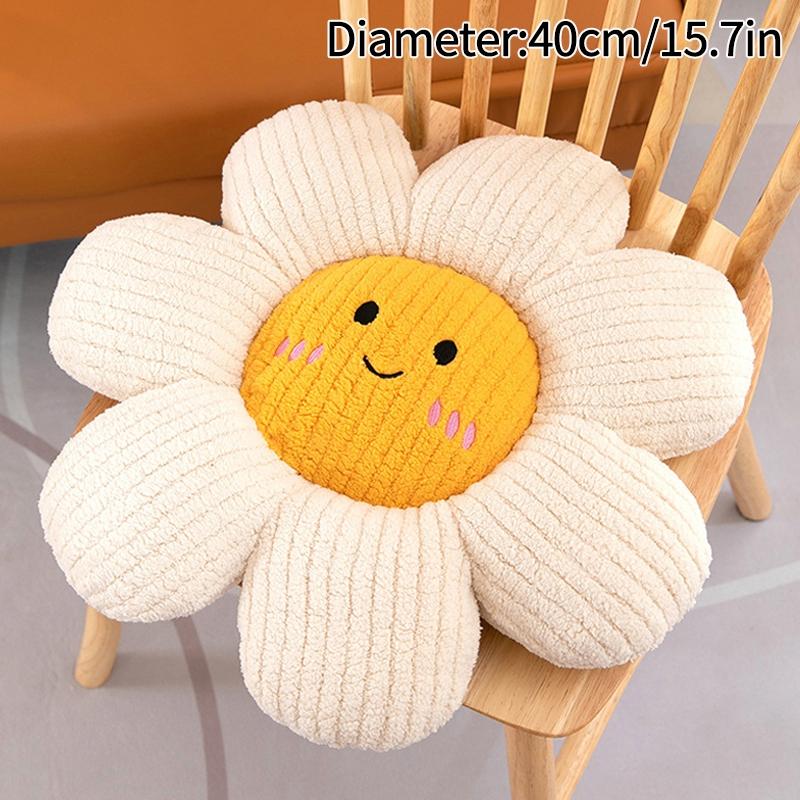 Kawaii Solsikkepute Tegneserie Blomsterformet pute Sengesofa Ryggpute Soverom Stue Sittepute Barnegaver