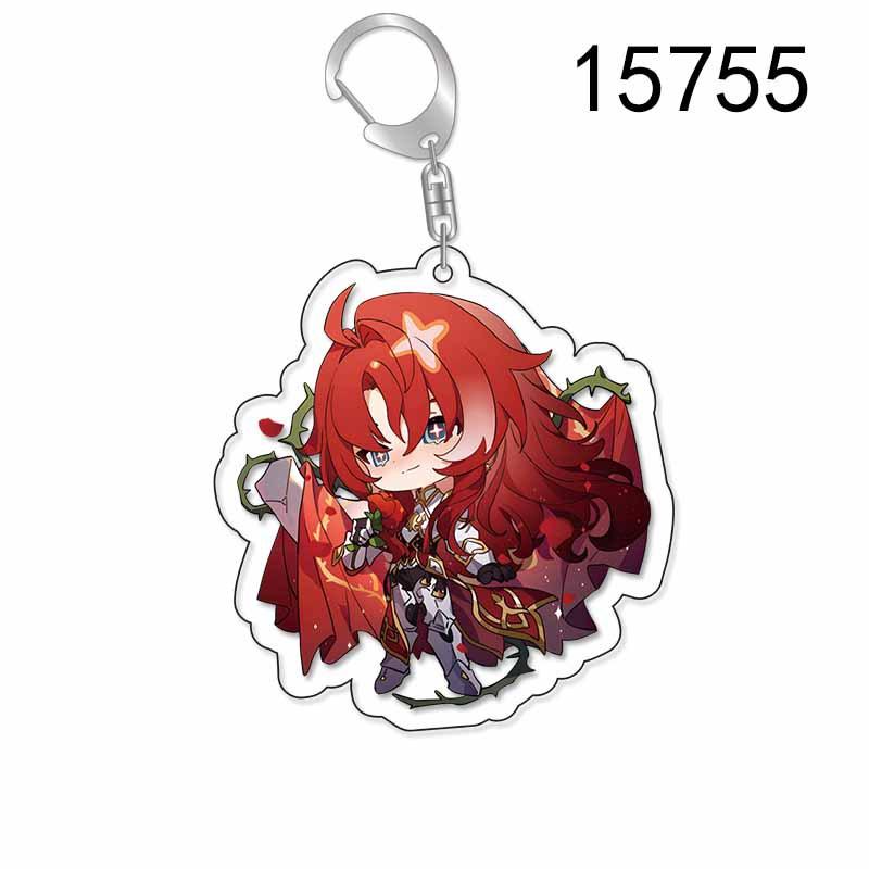 6CM Honkai Star Rail Anime Game Keychain Double-sided Cartoon Figure Lunae Blade Key Ring for Women Car Bag Phone Pendant Gifts