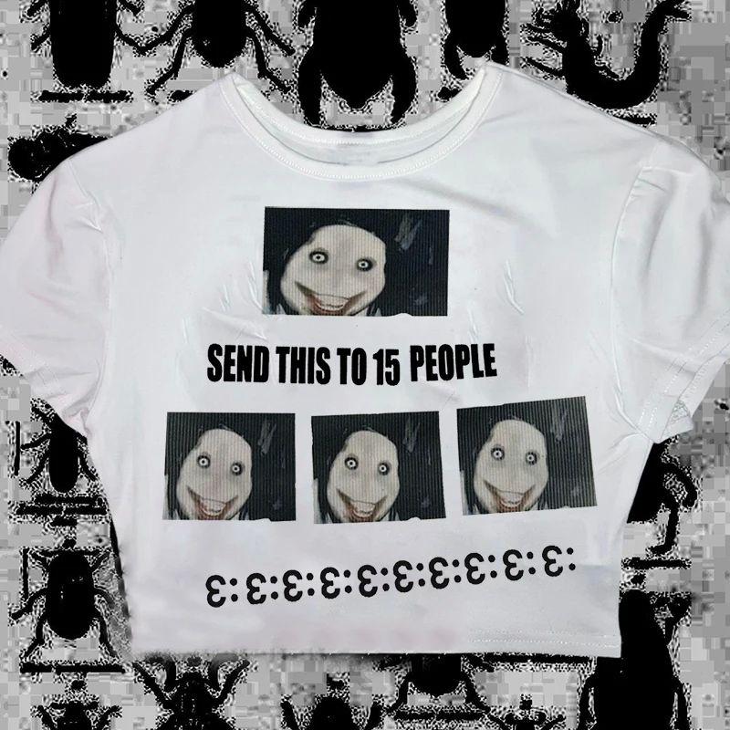 

Винтажная готическая футболка Y2K с круглым вырезом для мужчин и женщин: Ретро Свободный Крой с Европейским и Американским Готическим Принтом Small