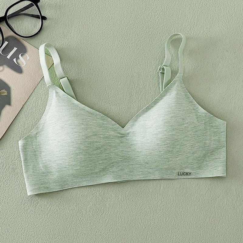 Japanese Simple Less Hair Bra Cover Gathered Without Steel Ring Junior High School Comfortable Breathable Bra
