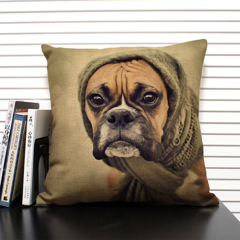 

Cute Animal Cushion Cover Bulldog Dachshund 45x45cm Square Linen Pillowcase Living Room Sofa Decoration Dog Companion 45x45CM(18x18in)