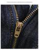 Okayama Selvedge Denim Jeans, Red Trim, Original Color, Dark Blue Cuffed Hem, Straight Leg, Slim Fit, Classic Retro Style.