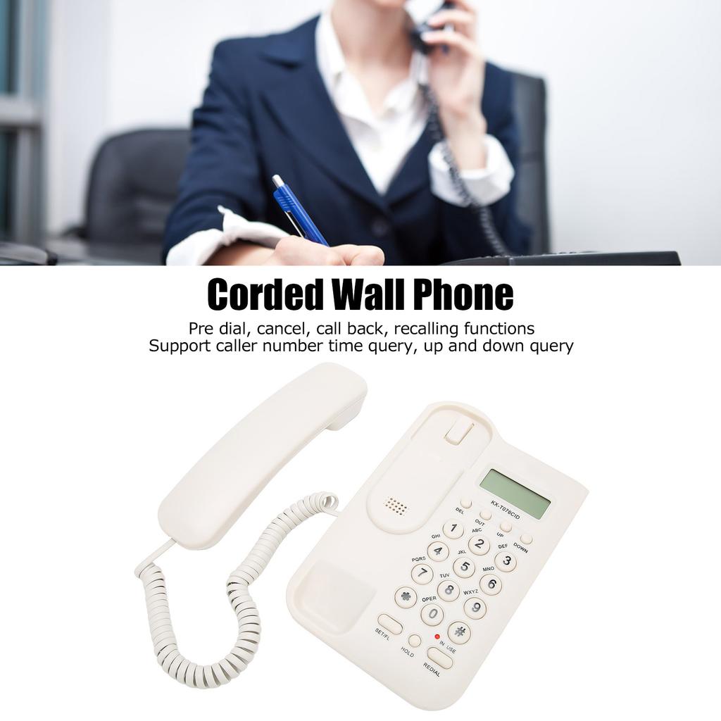 Tischtelefon Anrufer-ID Wandhalterung Minimalistisch Kabelgebundenes Haustelefon für Zuhause Hotel Telefonleitung