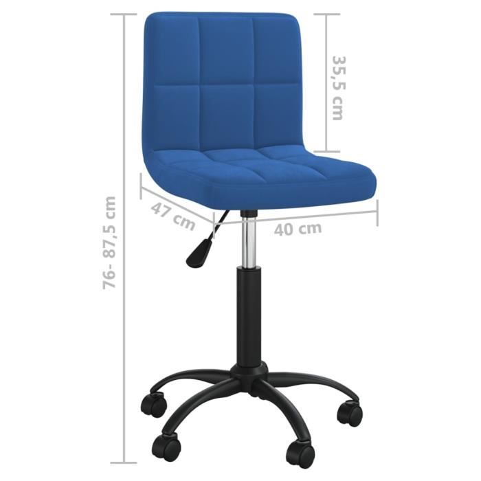 VidaXL Chaise pivotante de bureau Bleu Velours.