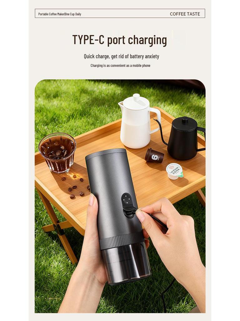Portable Capsule Coffee Grinder & Espresso Machine with Wireless Heating