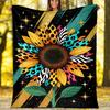 Zebra Sunflower Blanket Personalized Name Flannel Blanket Soft Cozy Plush Throw for Sofa Bed Lightweight Home Décor