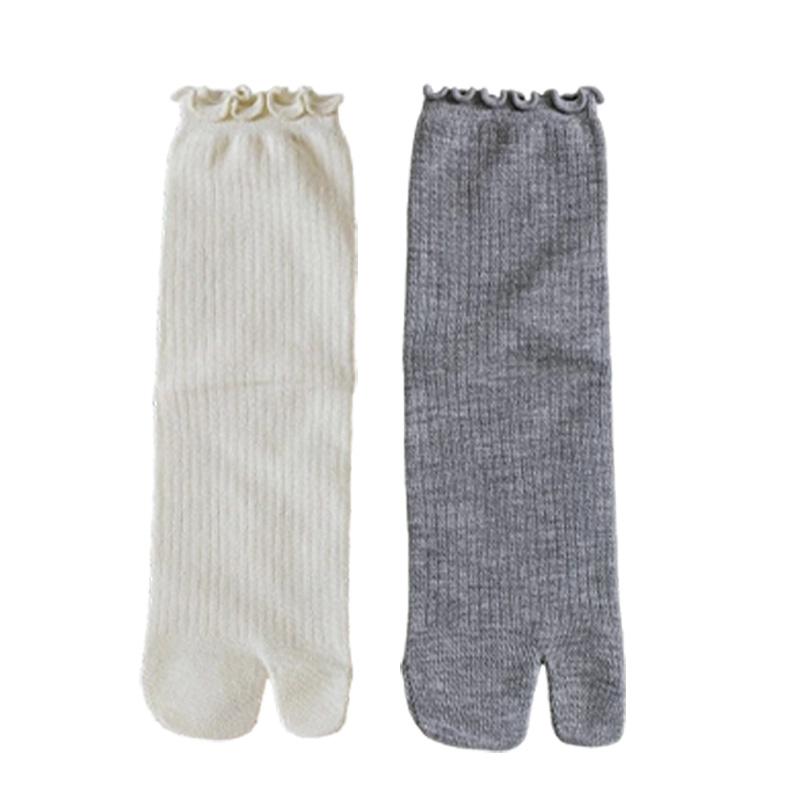 1/2 páru Unisex Ponožky Jednobarevné Dvouprsté Japonské S Volánkovým Lemem Bavlněné Ponožky S Dělenými Prsty Harajuku Ponožky na Podlahu Vysoce Pružné Ponožky