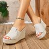 Women Wedges Sandals Comfortable Slip on Sandals Trend Summer High Heels Shoes Women Shallow Outdoor Beach Platform Shoes Women