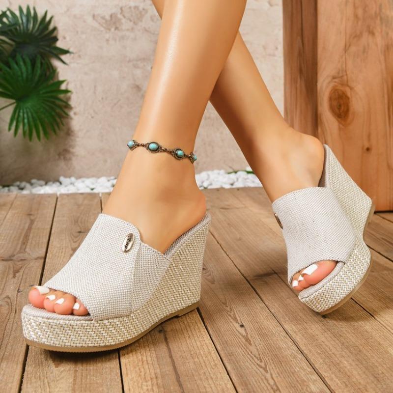 Women Wedges Sandals Comfortable Slip on Sandals Trend Summer High Heels Shoes Women Shallow Outdoor Beach Platform Shoes Women