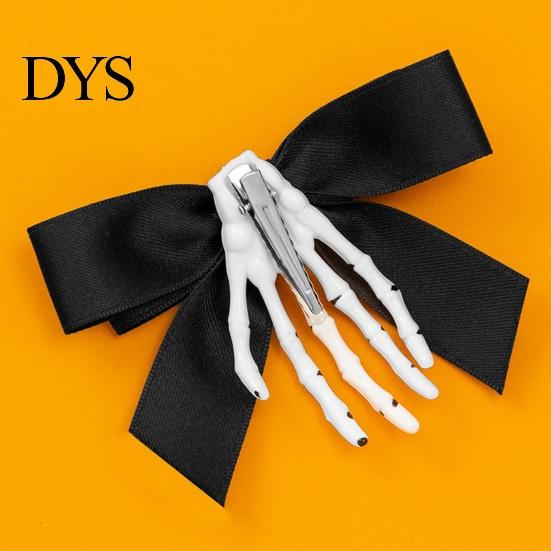 Gothic Lolita Hair Pins Halloween Skeleton Hand Bow Hairpin, Retro Skull Claw Clip for Women Statement Accessories Girls Girls, Style Decorative