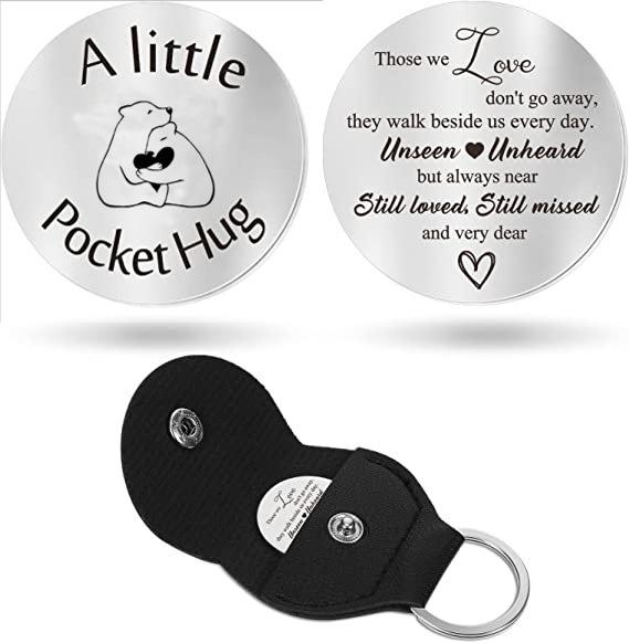 Cross Car Key Inspirational Decision Coin Leather Keychain with Stainless Steel Engraved Double-Sided Round Charm Gift