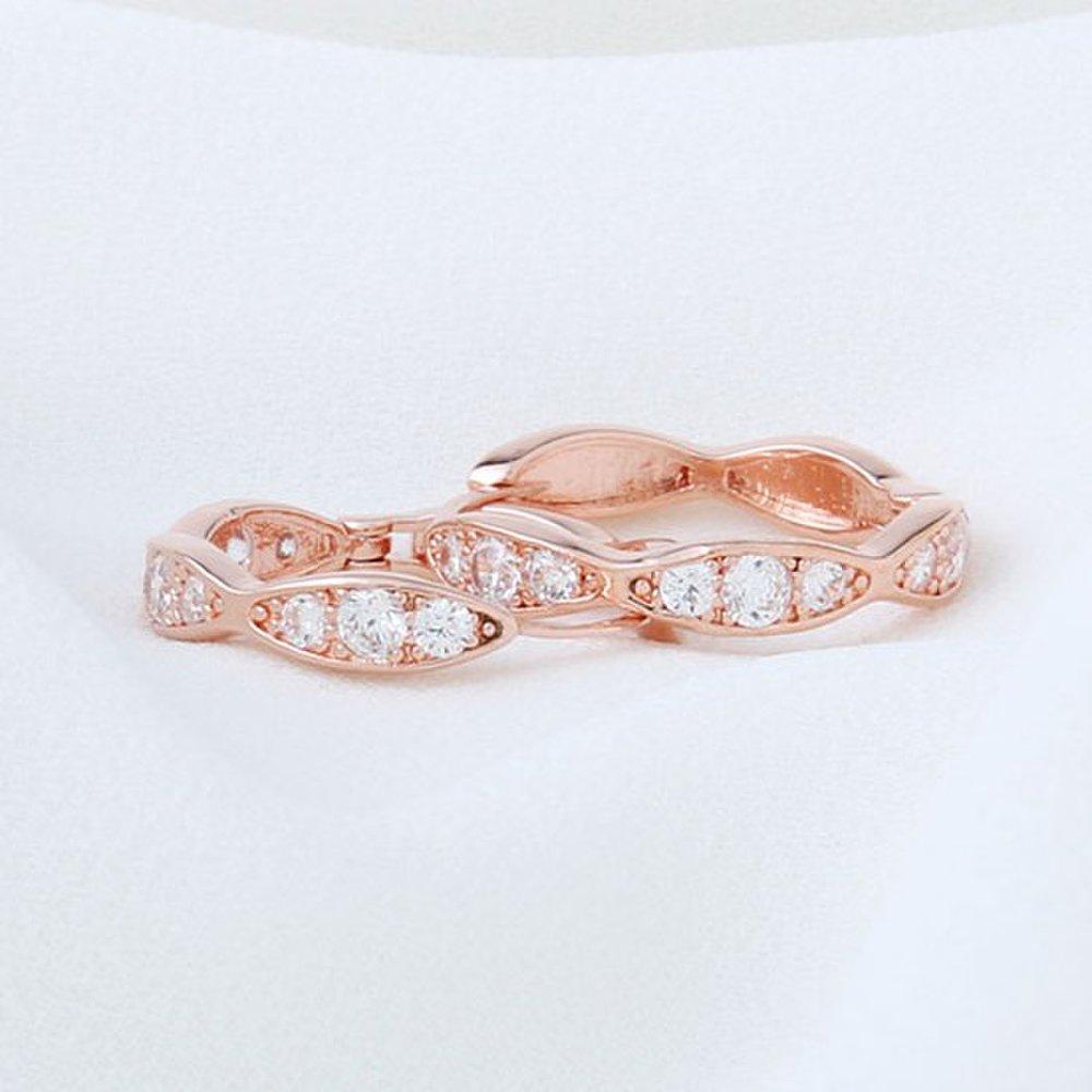 [] 14K Rose Gold Pin Serena Cubic One-Touch Earrings