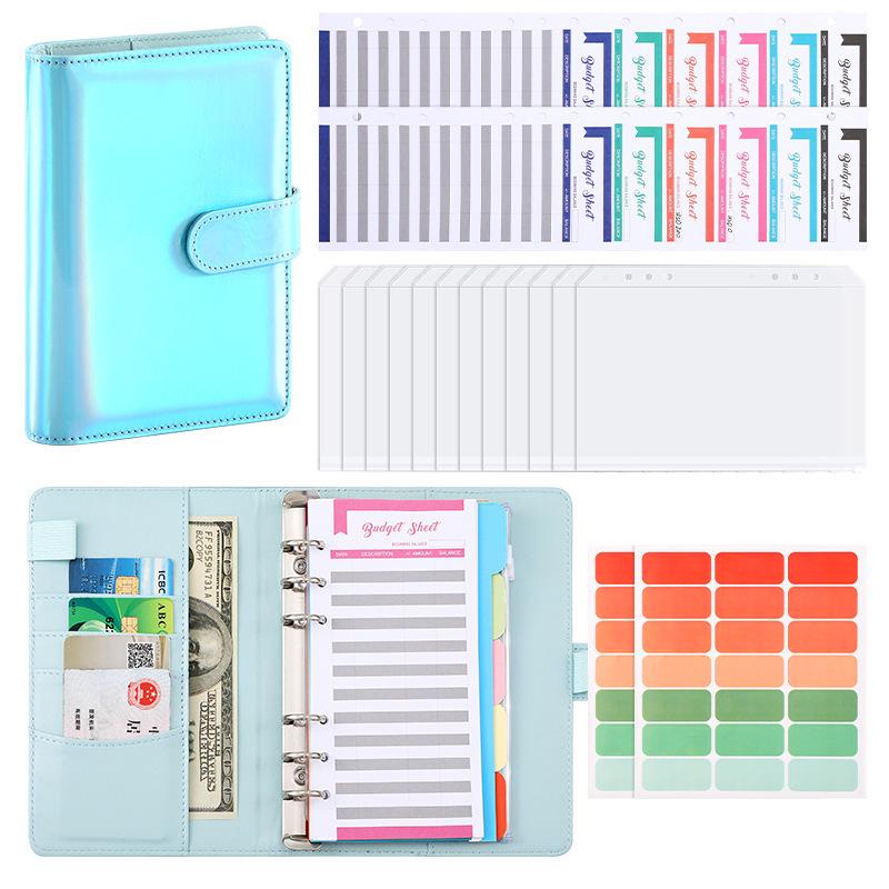 Colorful A6 PU Leather Macaron Budget & Account Book - Multi-functional Cash Diary & Storage Planner