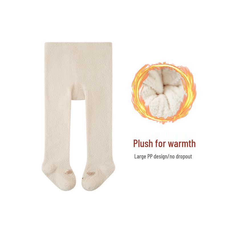 Newborn White Footed Tights: Autumn/Winter Velvet Thickened Big Butt Style for Baby Girls