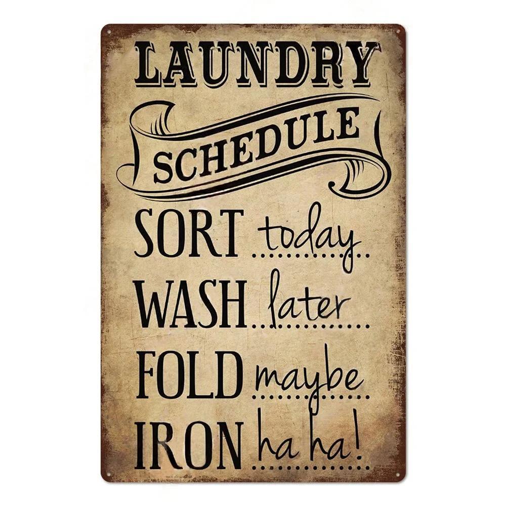 Laundry Vintage Metal Posters Tin Signs Decor Funny Metal Plaque Pin Up Girl Home Wall Art Painting