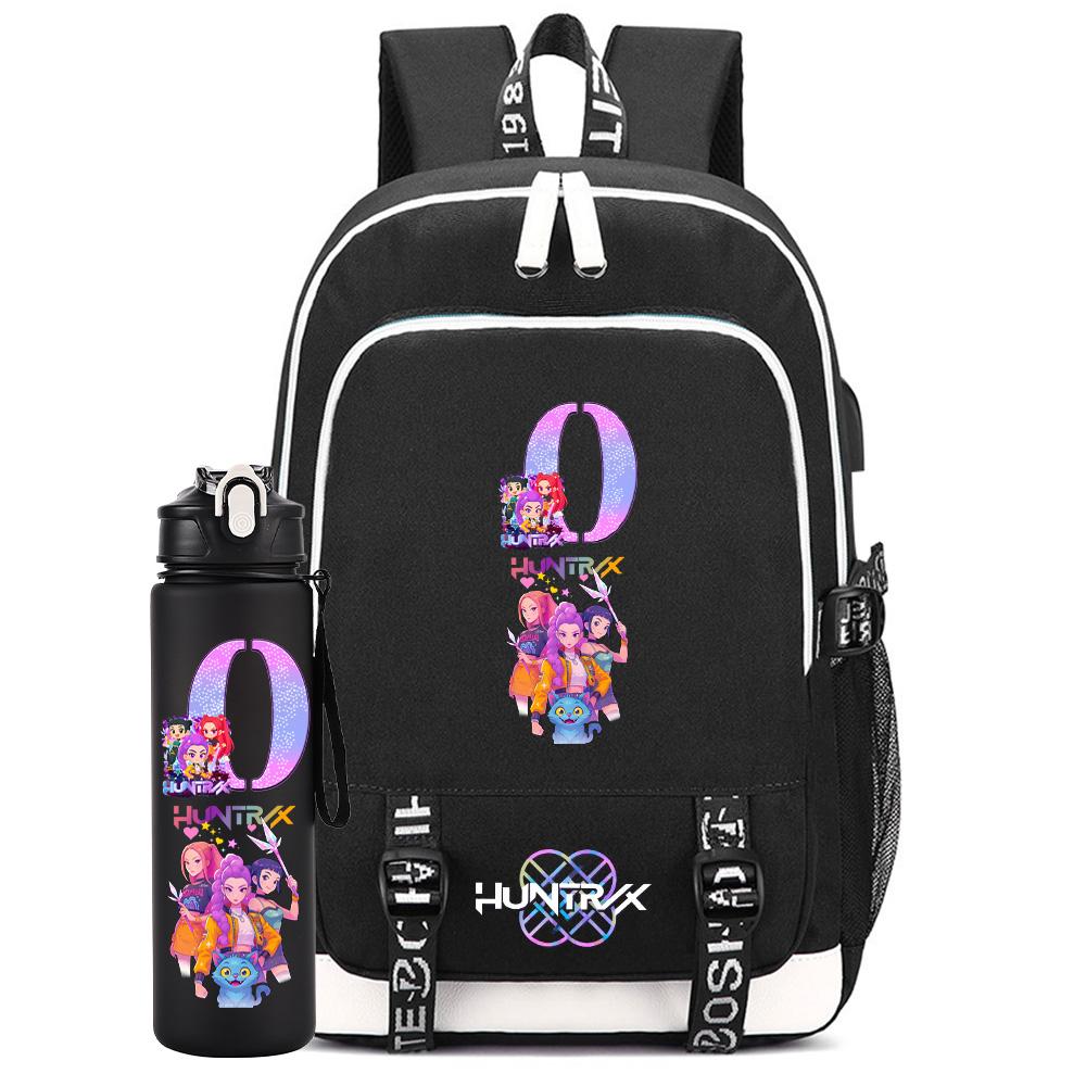 2Pcs/set Cartoon Backpack Large Capacity Bookbag With 750ml Water Bottler Laptop Student Boy Girl School Bag Travel Bag Kid Gift