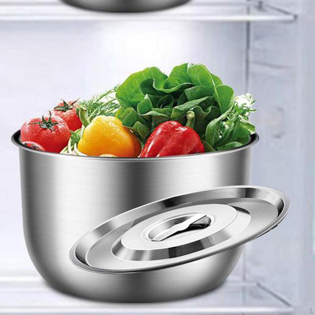 Edelstahl Becken Kochen Schüssel Küche Utensilien Ei Mischen mit Deckel Metall für