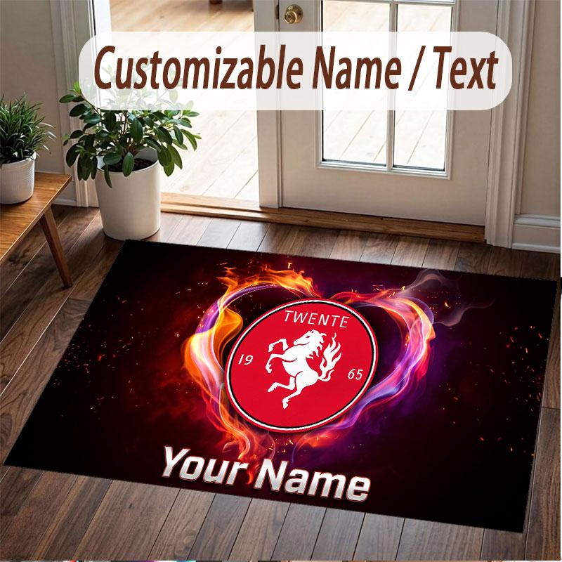 Custom Rug FC Twente Pattern Print Name Text Soft Non‑Slip Floor Carpet for Home Indoor Decoration