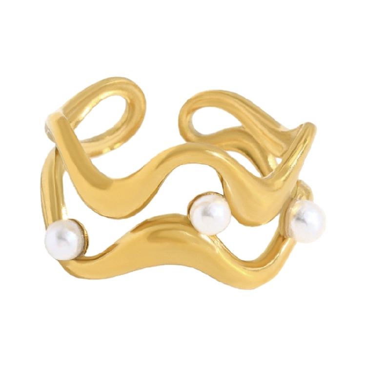 

Elegant Finger Rings Party Accessories Wide Waves Pattern Weddings Rings Stainless Steel Texture for Fashion Casual Looks 1