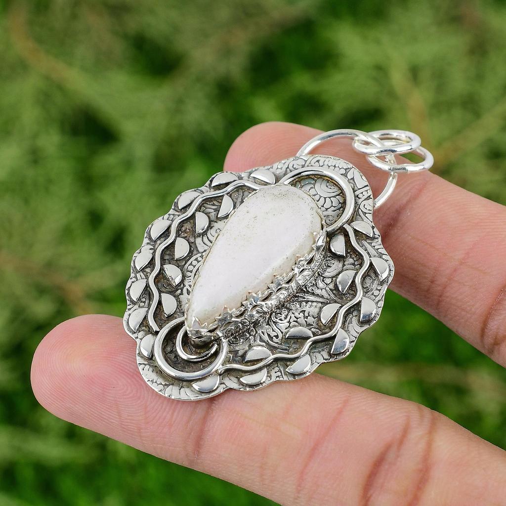 Daughters Day Deal 925 Silver Natural Pink Opal Birthday Wedding Pendant Jewelry