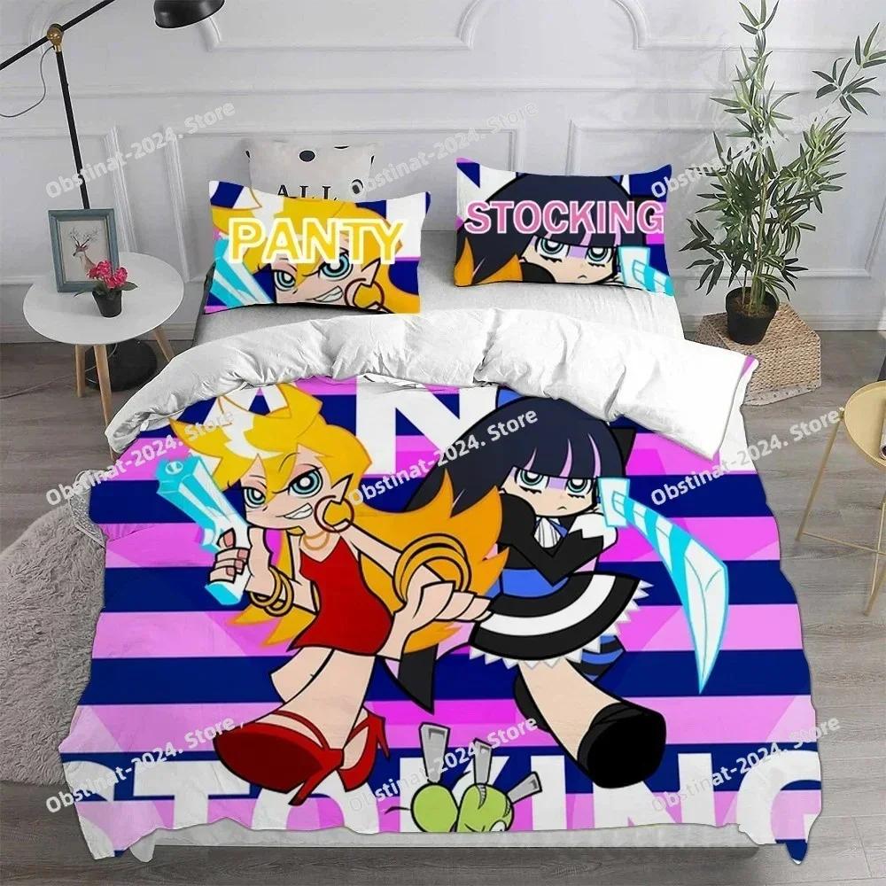 3D Panty & Stocking with Garterbelt Theme Bedding Set Printed Single Comforter Quilt Duvet Cover Pillow Case 3 Pieces Kids Adult