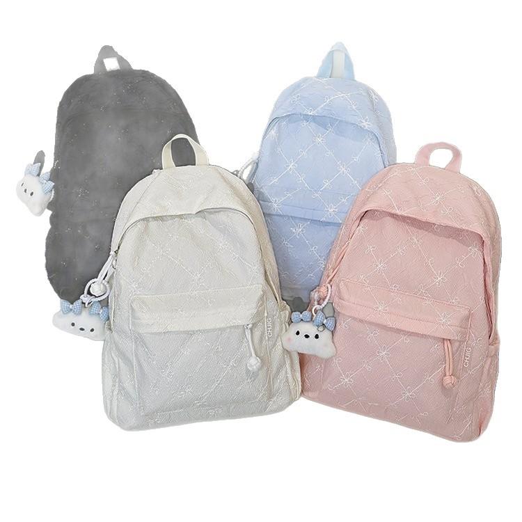 Schoolbag new ins simple large capacity solid color girl cute versatile schoolbag junior high school student college student backpack