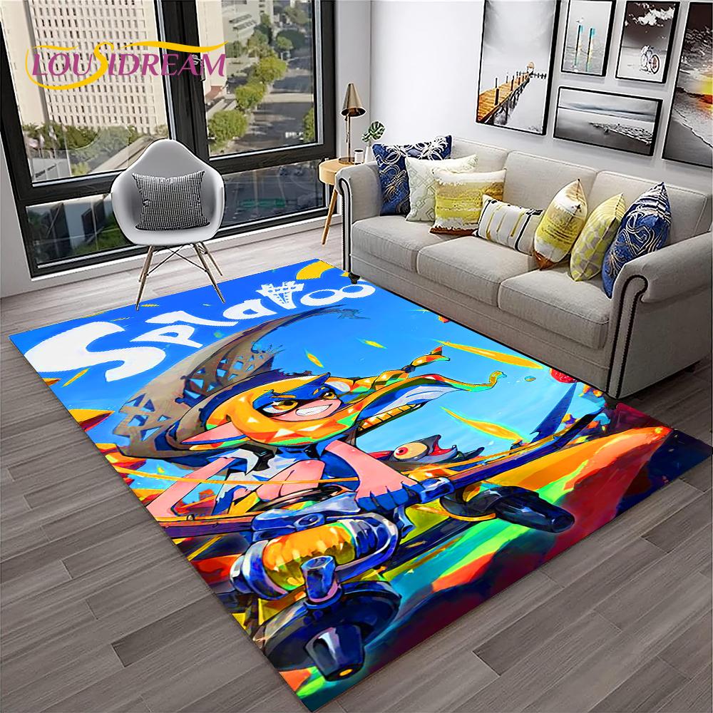 Cartoon PC Gamer 3D Games Splatoon Carpet Rug for Home Living Room Bedroom Sofa Doormat Decor,kids Area Rug Non-slip Floor Mat