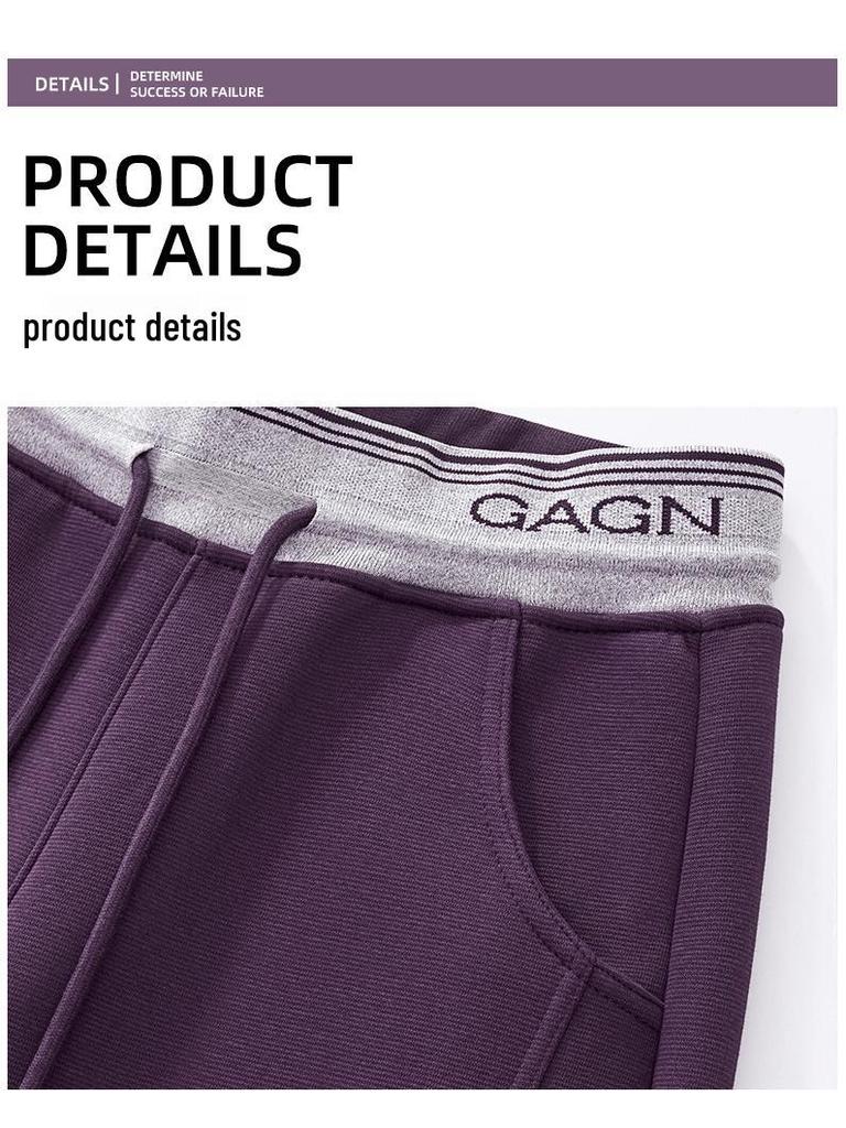 GAGN Women's Gray Wool Wide-Leg High-Waisted Casual Trousers