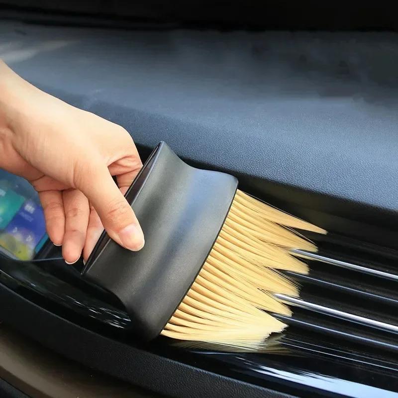 Čištění ventilačních otvorů auta Měkký kartáč s pouzdrem Nástroj na čištění interiéru auta Umělý kartáč na auta Prach z štěrbin do auta Detailování auta