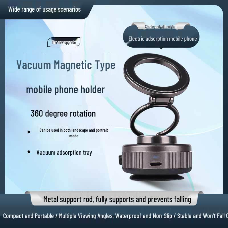 Foldable Magnetic Car Phone Holder with Electric Suction for Navigation Support