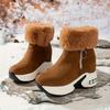 Snow Boots for Women,  Winter New Korean Version Suede Short Tube with Plush Insulation and Height Increasing Cotton Boots