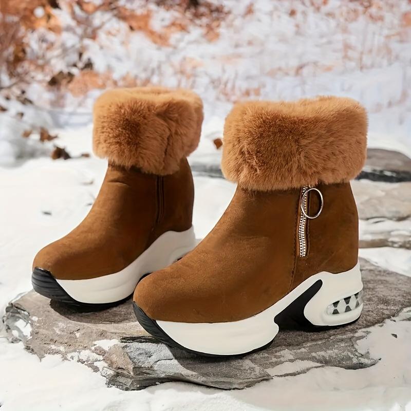Snow Boots for Women,  Winter New Korean Version Suede Short Tube with Plush Insulation and Height Increasing Cotton Boots