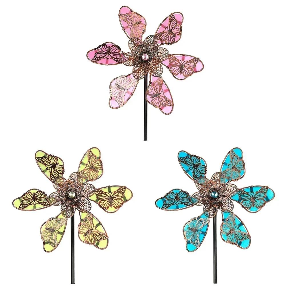 Wind Spinner Windmill Butterfly Windmill Garden Yard High Quality Lawn Fluorescent Garden Decoration Practical